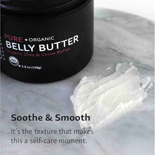 Glow Organics Belly Butter for Pregnancy, 100% Organic Stretch Mark Cream, Maternity Skincare for Itchy Skin & Scars, Safe Daily Ritual for Moms, 3.8oz