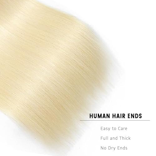 Blonde Straight Human Hair Bundles #613 Honey Blonde (30 32 34 Inch) Unprocessed Virgin Human Hair Extensions 3 Bundles 300g Total Double Weft for Black Women