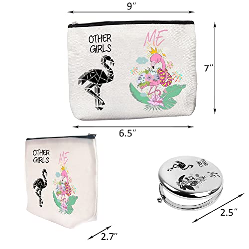 HnoonZ Teenage Girls Gifts,Christmas Gifts for Teenage Girls,Girls Zipper Makeup Bag Cosmetic Pouch,Teenage Girls Travel Toiletry Pouch Organizer Bag,Girls Mini Compact Mirror