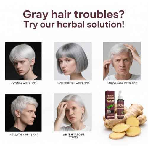 Herbal Gray Hair Spray, Hair Darkening Conditioner Spray, Herbal Hair Coloring Spray, Hair Darkening Conditioner, Reverse Grey Hair,Hair Coloring Essence for 4 Weeks Gradual Results (1-pcs)