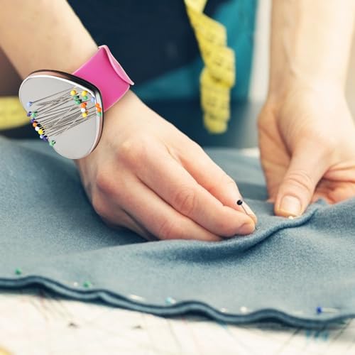 17 Pieces Hair Parting Tools Set Heart, Included 8P Hair Parting Ring 2P Metal Rat Tail Comb 6P Hair Sectioning Clip with 1P Magnetic Wrist Sewing Pin Holder for Braiding (Pink)