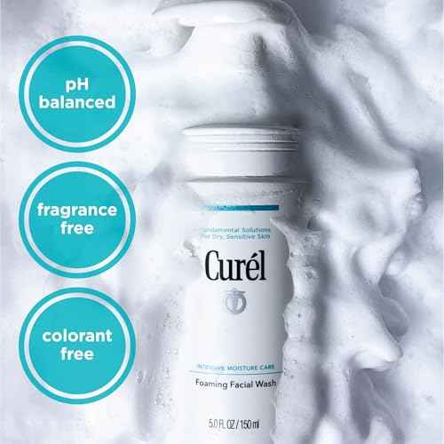 Curel Japanese Skin Care Foaming Facial Wash, Face Wash for Dry, Sensitive Skin, Cleanses and Protects Natural Ceramides, pH Balanced, Fragrance & Alcohol Free Facial Cleanser, Step 2 of 2, 5 Fl Oz