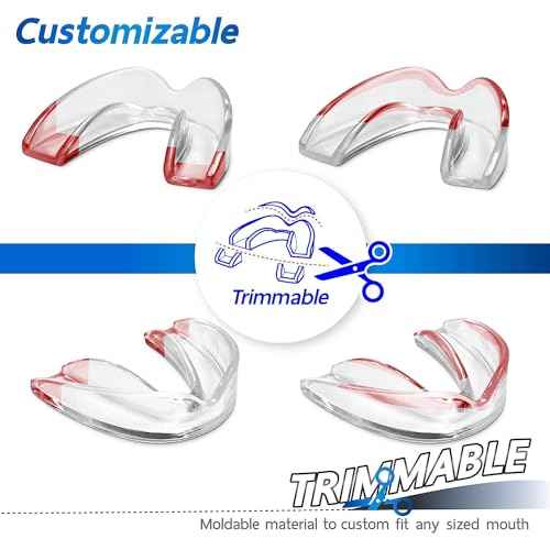 Mouthguard - One Size Fits All Premium Set of 6 BPA Free Moldable, Customizable and Trimmable Medical Grade Mouth Guard for Grinding Teeth Clenching Bruxism, Sport Athletic, Whitening Tray