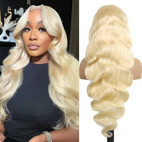 613 13x6 Lace Front Wig Human Hair Body Wave Blonde Wig Human Hair 200% Density 613 HD Lace Frontal Wig Blonde Lace Front Wigs Human Hair Pre Plucked Glueless 613 Wig 22 Inch