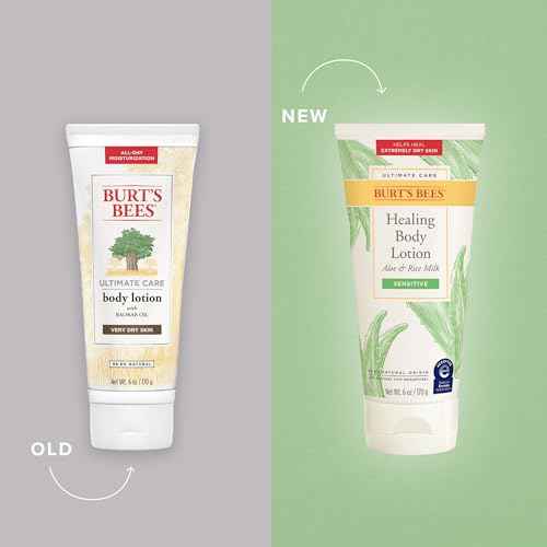 Burt's Bees Ultimate Care Healing Body Lotion with Aloe and Rice Milk for Sensitive Skin, 98.8% Natural Origin, 6 Ounces