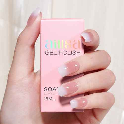 AILLSA Nude Pink Gel Nail Polish Misty Rose Jelly Gel Polish Neutral Sheer Translucent Gel Polish Long Lasting Light Pink Color Soak Off U V Gel for French Manicure Nail Art at Home 0.51 Oz