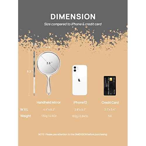 OMIRO Hand Mirror, Double-Sided Handheld Mirror 1X/3X Magnifying Mirror with Handle, Pack of 1 (Clear)