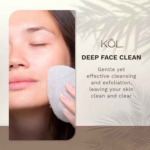 KOL Face Scrubber, Coconut Infused Exfoliating Facial Cleansing Pads, Disposable Exfoliator Face Sponge for Daily Cleaning and Makeup Removal, 6 Count