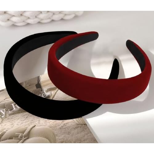 Black Velvet Headband for Women - Non Slip Thick 1.3 Inches Wide Headband for Women's Hair Fashion Accessory