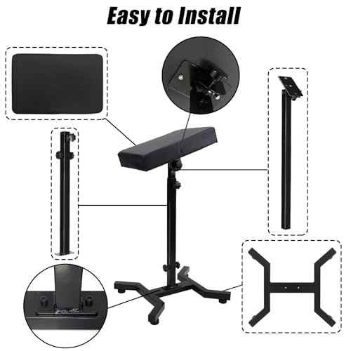 Tattoo Arm Rest Stand with 180¡Æ Tilt & Height Adjustable (28"-39"), Thickened PU Leather Pad, Four-Corner Non-Slip Base, Foldable & Portable for Tattoo Artist Studio Client
