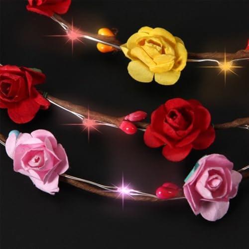 Light Up Flower Crown Headband, Glow in the Dark - for Parties, Weddings, Cosplay Events, and Festive Occasions