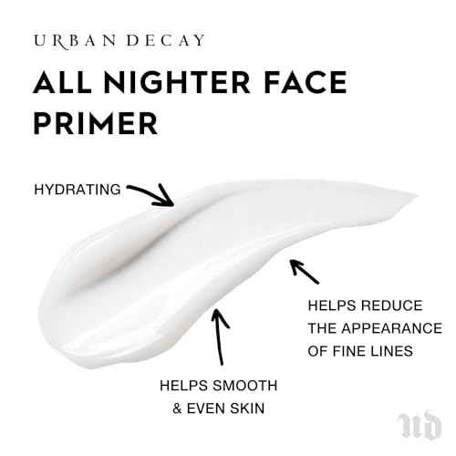 Urban Decay All Nighter Longwear Face Primer - Smoothing & Hydrating Base for Foundation Face Makeup, Sheer & Lightweight, Helps Smooth & Even Skin, For All Skin Types, Paraben-free, Vegan