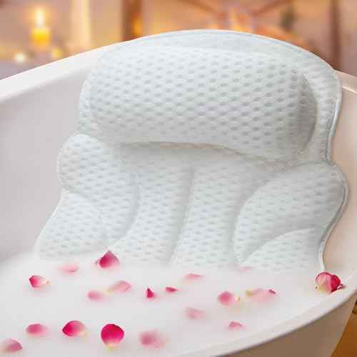 Bath Pillows for Tub ? Bathtub Pillow with Head, Neck & Shoulder Support, Non-Slip Tub Pillow for Bathtub & Jacuzzi, Breathable Bath Tub Pillow with Wash Bag, Bath Accessories Gift for Women & Men
