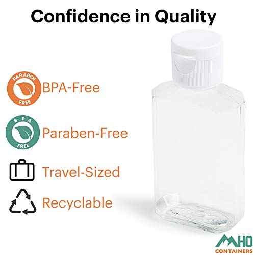 | Empty Clear Travel Refillable Flip-Top Bottles - BPA/No Parabens, 60millileter/2ounce - Set of 6