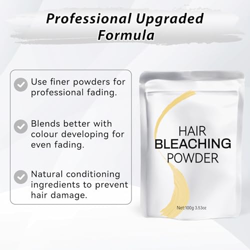 Hair Bleach Powder, Professional Lightening Bleach for Hair, Strong & Gentle Bleach Powder for Hair, Lift Up to 8 Levels, Perfect for DIY Blonde Highlights & Lightening (100g/3.53oz)