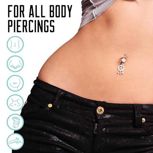 BASE LABORATORIES Piercing Aftercare Hypochlorous Acid Spray PRO - 8 OZ | Ear Piercing Cleaner | Saline Solution Piercing Aftercare - Saline Spray for Piercings, Bumps & Keloids | Ear, Nose, Belly