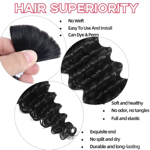 Deep Wave Human Braiding Hair 28Inch 2 Bundles 100g Bulk Human Hair for Braiding No Weft Human Braiding Hair for Boho Braids Wet and Wavy 100% Brazilian Virgin Curly Hair for Braiding Hair Extensions
