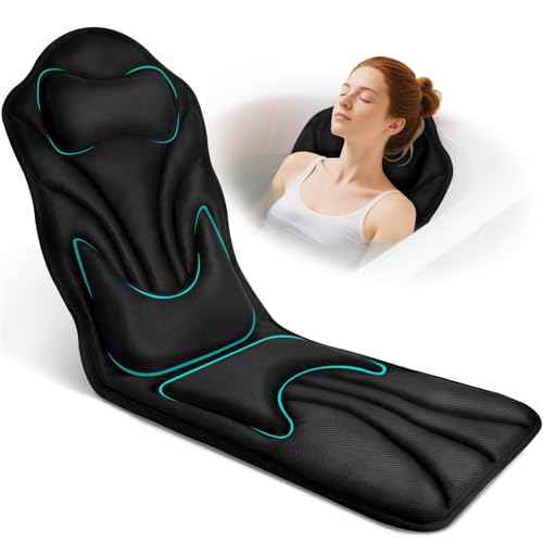 Atsuwell Full Body Bath Pillow for Bathtub, Ergonomic Bathtub Cushion for Neck, Waist, Hip Support, Luxury 3D Mesh Shower Pillow with Non-Slip Suction Cups & Dual Hooks, Pressure Relief, 51'' x17''