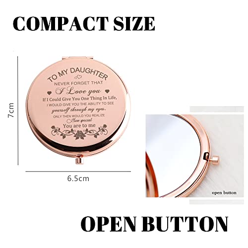 GAOLZIUY Daughter Gifts from Mom, Rose Gold Daughters Compact Mirror, Birthday Gifts for Daughter from Mother, Graduation Wedding Anniversary Christmas
