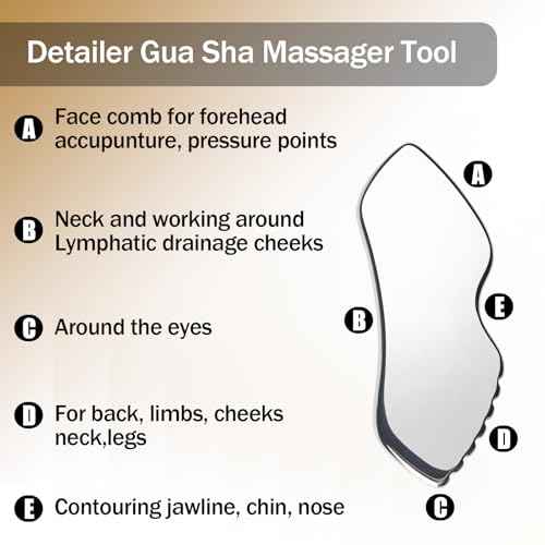 2PCS Stainless Steel Gua Sha Facial Tools Set Gua Sha Facial Tools for Face Sculpting Metal Boby Lymphatic Massage Detailer Neck Gift for Women