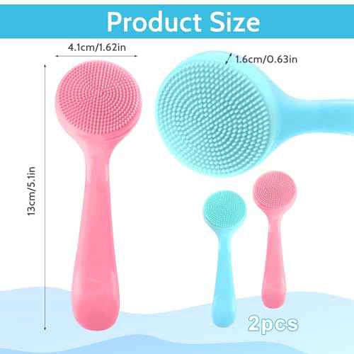 2Pack Silicone Face Brush Manual Face Scrub Brush Soft Facial Brushes Waterproof Exfoliating Face Brush Skin Friendly Face Cleaner Brush for Women and Men Blackheads Makeup Residues Removal