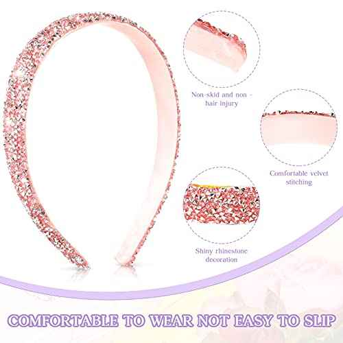 Waydress 4 Pieces Rhinestone Headband for women Glitter Sparkly Rhinestone Hairbands Bling Diamond Crystal Headwear for Women Girls Hair Accessories Birthday Wedding Gifts(Simple Color)