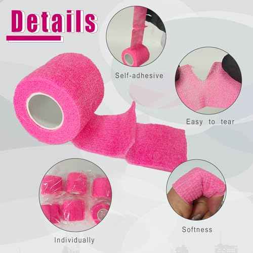 Tattoo Machine Pen Covers with 6pcs Pink Grip Tape Wrap,200Pcs Large 2.56 X 7.09 inch Machine Wrap, Combination Grip Tattoo Machine Covers Self-Adhesive Tattoo Tape Wrap Tattoo Supplies