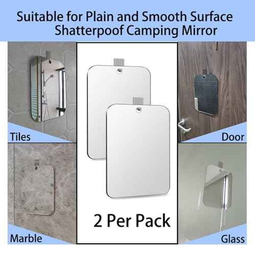 2 Pack Shower Mirror for Shaving, Shower Mirror for Shaving Men(Lager 10 x 7 Inch); Small Wall Mirrors for Showers, Shatterproof Plexiglass Makeup Mirrior, Travel Camping Showers Mirrors
