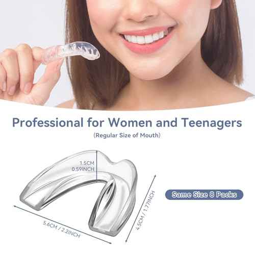 Women Mouth Guard for Teeth Grinding, Pack of 8 Moldable Mouth Guards for Clenching Teeth, Comfortable Night Guard for Teenagers Sport Athletic, Whitening Tray