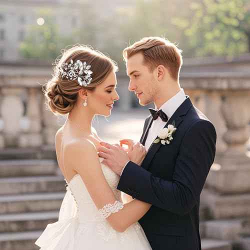 10 pcs Bride Hair Pins Rhinestone Bridal Hair Piece for Women Crystal Hair Accessories for Bride Bridesmaids Flower Girls(Silver)