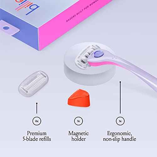 Billie Razors for Women Shave Kit ? Women¡¯s Razor + 4 x 5-Blade Razor Refills + Magnetic Holder ? DreamPop