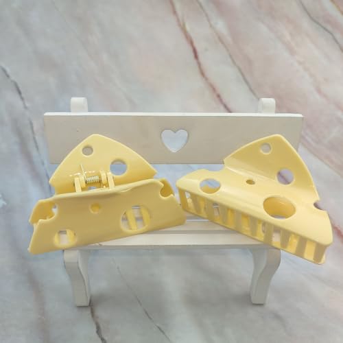 6PCS Cheese Claw Clips, Big and Small Plastic Hair Barrettes, Non-slip Large Hair Clips for Women, Strong Hold jaw clip for Thick Thin Hair Hair Accessories