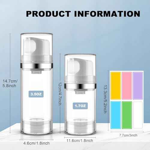 Cosywell Airless Pump Bottles 3.4oz/100ml Empty Moisturizer Pump Dispenser Airless Cosmetic Pump Container Travel Pump Bottles for Toiletries Shampoo Lotion and Cream Clear 2 Pack