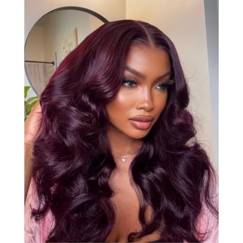99j Dark Burgundy Body Wave Bundles Human Hair 26 Inch, 12A Soft And Shiny Red Wine Colored Bundles 100% Brazilian Virgin Remy Hair Sew In Weave Single Human Hair Bundle Chic #99j Color