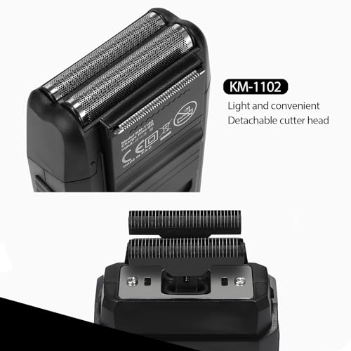 KEMEI Hair Clipper and Shaver Set Professional Cordless Hair Trimmer for Men, Electric Beard Trimmers Double foil shavers, Barber Clipper Hair Cuttings Kit, KM-2299, KM-1102