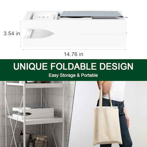 Foldable Bamboo Bathtub Caddy Tray Expandable for Luxury Bath, Bath Accessories & Table with Wine Glass Holder, Book Stand Bathroom Organizer with Extending Sides for Men/Women,White