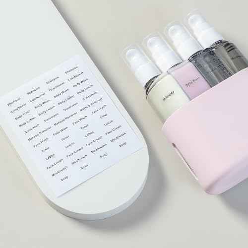 3oz Travel Bottles for Toiletries, 4 Pack Tsa Approved Portable Travel Size Containers for Shampoo Liquid With Labels, Leak Proof Refillable Containers Dispenser Set - Pink