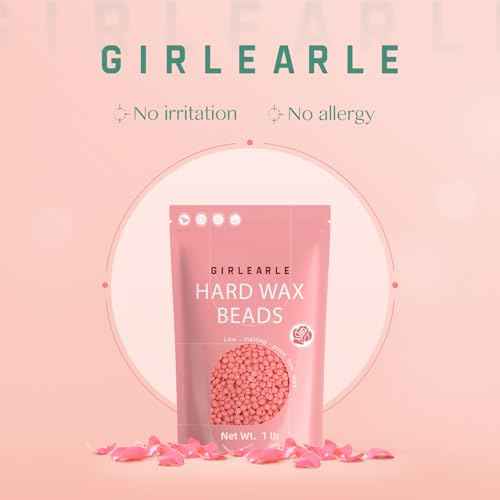 Hard Wax Beads, 1lb Wax Beans for Hair Removal Sensitive Skin with Rose Formula, Perfect for Full Body, Facial, Brazilian Bikini, and Legs at Home Wax Refill for Women Men (pink)