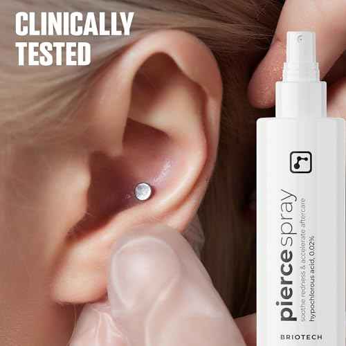 BRIOTECH Pierce Spray, Hypochlorous Acid, Gentle Piercing Aftercare, Calm Redness & Itch, Reduce Bumps, HOCl Saline Spray, Contact Free, No Rinse or Residue, Alcohol Free, 4 fl oz