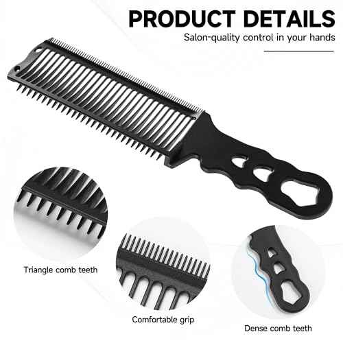 2 Pcs Blend Friend Fade Comb, Barber Fade Comb, fade comb for men haircut, Uitable for Home, Salon Use, Compatible With all Hair Clippers Barber Accessories (Black)