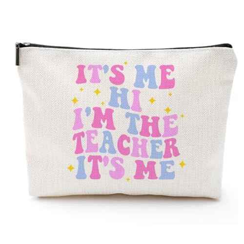 It¡¯s Me Hi I¡¯m the Teacher It¡¯s Me Makeup Bag - Teacher Gifts for Women 2025, Teacher Appreciation Gifts for Teachers, Funny Teacher Cosmetic Bag for Birthday or Christmas