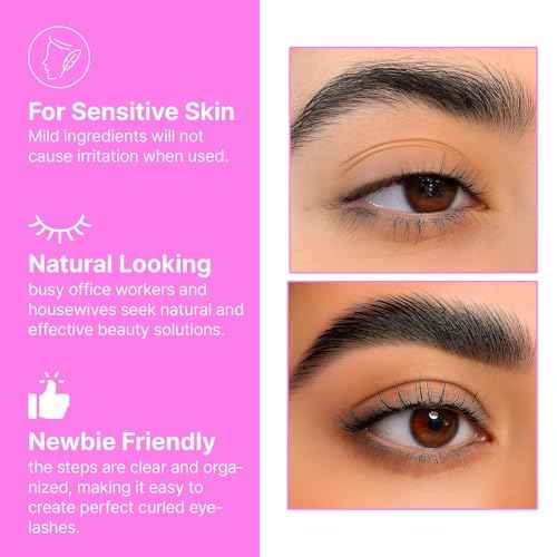 Korean Lash Lift Kit - 5 Sets At Home Eyelash Perm Kit with Upgraded Glue, Eyelash Lift Kit, DIY Lash Perm Easy for Beginner & Professional, Semi Permanent Perming Wave Suitable For Salon & Home