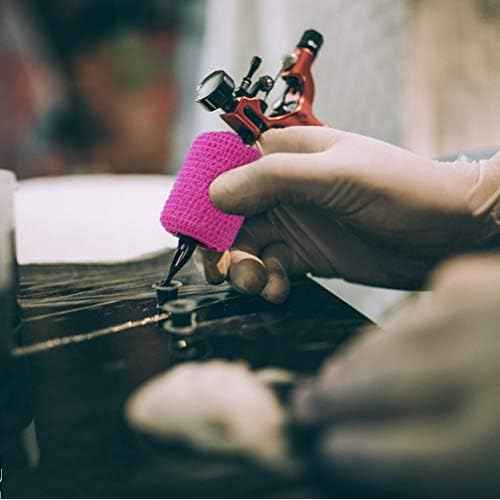 VideoPUP Tattoo Grip Cover Wrap, 6PCS Disposable Cohesive Elastic Bandage Handle Grip Tube for Tattoo Machine Accessories (Phosphor Pink)
