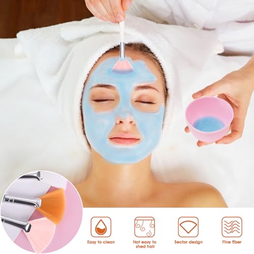 39 Pcs Esthetician Facial Supplies Set: 4 Silicone Facial Bowls, 4 Facial Headbands, 15 compressed sponges, 10 facial spatula, 6 Facial Cosmetic Fan Brushes for Mud Cream, Makeup Peel, Face Cleansing