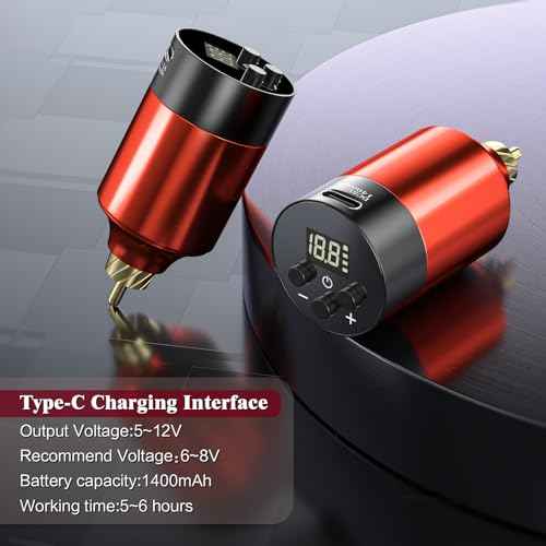 Tattoo Gun,Wireless Tattoo Gun Starter kit Complete Rotary Tattoo Pen Machine kit with 20pcs Cartriadge Needles Wireless Tattoo Power Supply for Beginners and Artists.Kulwoyi