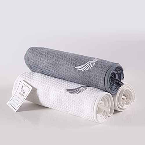 100% Turkish Cotton Hair Towel Wrap for Women,Non Microfiber,400-GSM(Grams per Square Metre),AntiFrizz,Hair Plop Waffle Towels for Curly,Long&Thick Hairs,Turban Head Wrap,1Pack10x26inc(White)