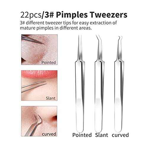 2025 Professional Pimple Popper Tool Kit - 22 PCS Blackhead Remover Tools for Acne and Zit Popping Comedone Extractor with Magnifying Glass