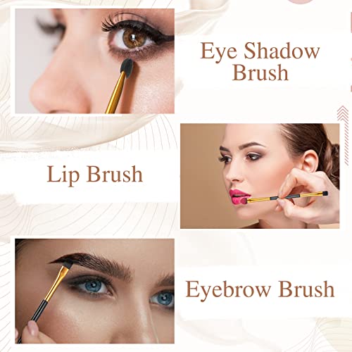 Tenare 24 Pcs Dual End Eyeshadow Blending Brush Set 2 in 1 Eyeshadow Smudge Brush Sponge Concealer Soft Applicators Double Sided Makeup Cosmetic Tool for Women Lady, Black