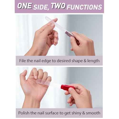 2 Packs Glass Nail Buffers with Case for Natural Nails, Glass Nail Files Shaping Nano Nail Shiners Crystal Polisher Manicure Tools Shine for Home Salon Use Stocking Stuffers for Women Christmas Gift