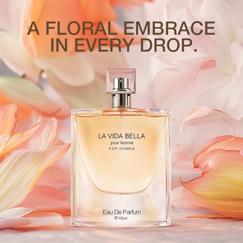 4PCS Perfume Set for Women - Floral Fragrance Gift Set with Vanilla,Sweet Fruity Eau De Parfume| 3.4 Fl Oz Each(La Vida Bella,La Vida Bella Crystal,La Vida Bella Ext,Valentine Milano)